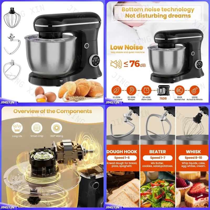 Hand Mixer Electric - Batedeira Elétrica Profissional 5L 1500W com