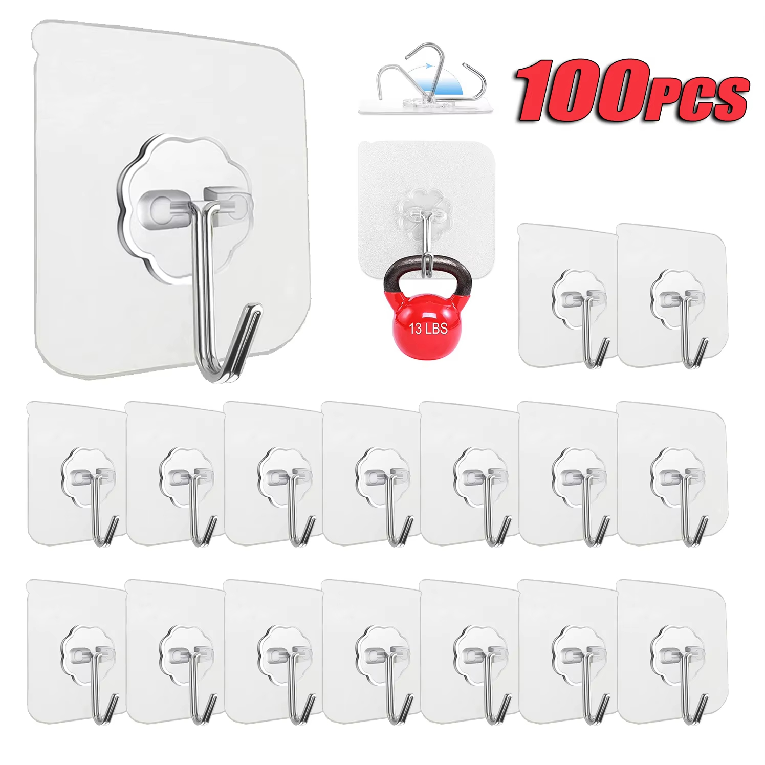 Kitchen Appliances Shelves - Ganchos autoadesivos de aço inoxidável transparente